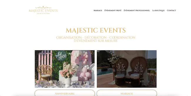 Majestic Events – site e-commerce